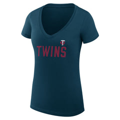 Minnesota Twins G-III 4Her by Carl Banks Women's Super-Slim Fit Lightweight Dot Print V-Neck T-Shirt - Navy - MLB on Sale