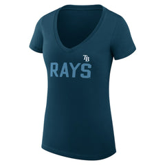 Tampa Bay Rays G-III 4Her by Carl Banks Women's Super-Slim Fit Lightweight Dot Print V-Neck T-Shirt - Navy - MLB Discount