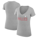 Philadelphia Phillies G-III 4Her by Carl Banks Women's Super-Slim Fit Lightweight Dot Print V-Neck T-Shirt - Gray - MLB Discount