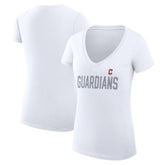 Cleveland Guardians G-III 4Her by Carl Banks Women's Super-Slim Fit Lightweight Dot Print V-Neck T-Shirt - White - MLB Sale