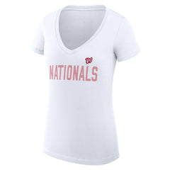 Washington Nationals G-III 4Her by Carl Banks Women's Super-Slim Fit Lightweight Dot Print V-Neck T-Shirt - White - MLB on Sale