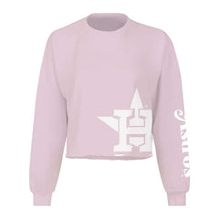 Houston Astros Fanatics Women's Cropped Slouchy Long Sleeve T-Shirt - Pink - Fanatics Lifestyle