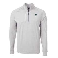 Carolina Panthers Cutter & Buck Big & Tall Adapt Eco Knit Quarter-Zip Pullover Top Heather Gray