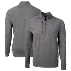 Detroit Lions Cutter & Buck Big & Tall Adapt Eco Knit Quarter-Zip Pullover Top Heather Black