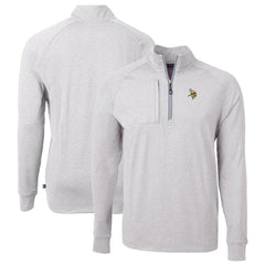 Minnesota Vikings Cutter & Buck Big & Tall Adapt Eco Knit Quarter-Zip Pullover Top Heather Gray