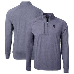 Minnesota Vikings Cutter & Buck Big & Tall Adapt Eco Knit Quarter-Zip Pullover Top Heather Navy