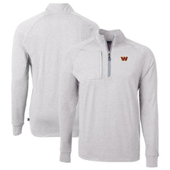 Washington Commanders Cutter & Buck Big & Tall Adapt Eco Knit Quarter-Zip Pullover Top Heather Gray