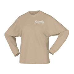 Atlanta Braves Fanatics Women's Branded Fleece Pullover Sweatshirt - Tan - Fanatics Lifestyle
