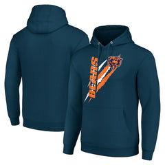 Chicago Bears Starter Unisex Color Scratch Fleece Pullover Hoodie Navy
