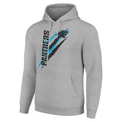 Carolina Panthers Starter Unisex Color Scratch Fleece Pullover Hoodie Heather Gray