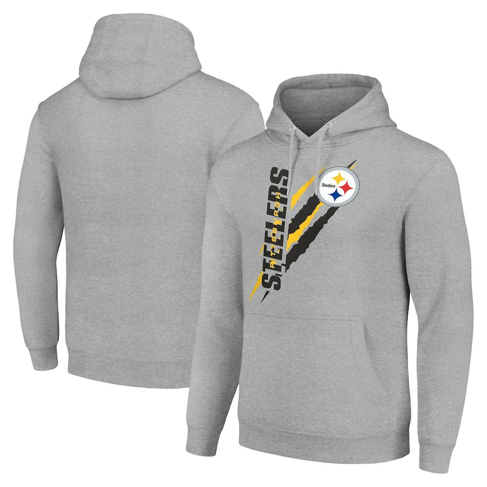 Pittsburgh Steelers Starter Unisex Color Scratch Fleece Pullover Hoodie Heather Gray