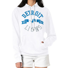 Detroit Lions G-III 4Her by Carl Banks Women's City Graphic Team Fleece Pullover Hoodie White