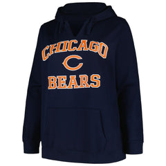 Fanatics Chicago Bears Women's Plus Size Heart and Soul V-Neck Pullover Hoodie Navy