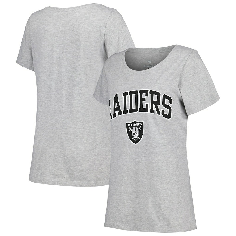 Fanatics Las Vegas Raiders Women's Plus Size Arch Over Logo T-Shirt Heather Gray