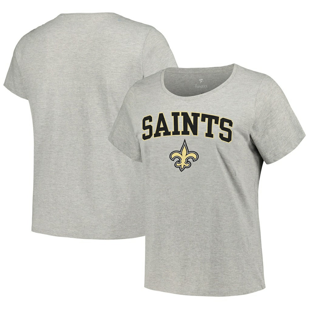 Fanatics New Orleans Saints Women's Plus Size Arch Over Logo T-Shirt Heather Gray