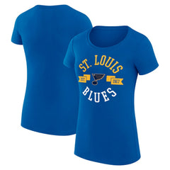 St. Louis Blues G-III 4Her by Carl Banks Women's Super-Slim Fit Lightweight City Graphic Sport Crewneck T-Shirt - Royal - NHL 200593007