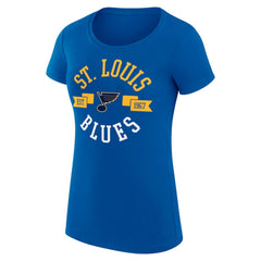 St. Louis Blues G-III 4Her by Carl Banks Women's Super-Slim Fit Lightweight City Graphic Sport Crewneck T-Shirt - Royal - NHL 200593007