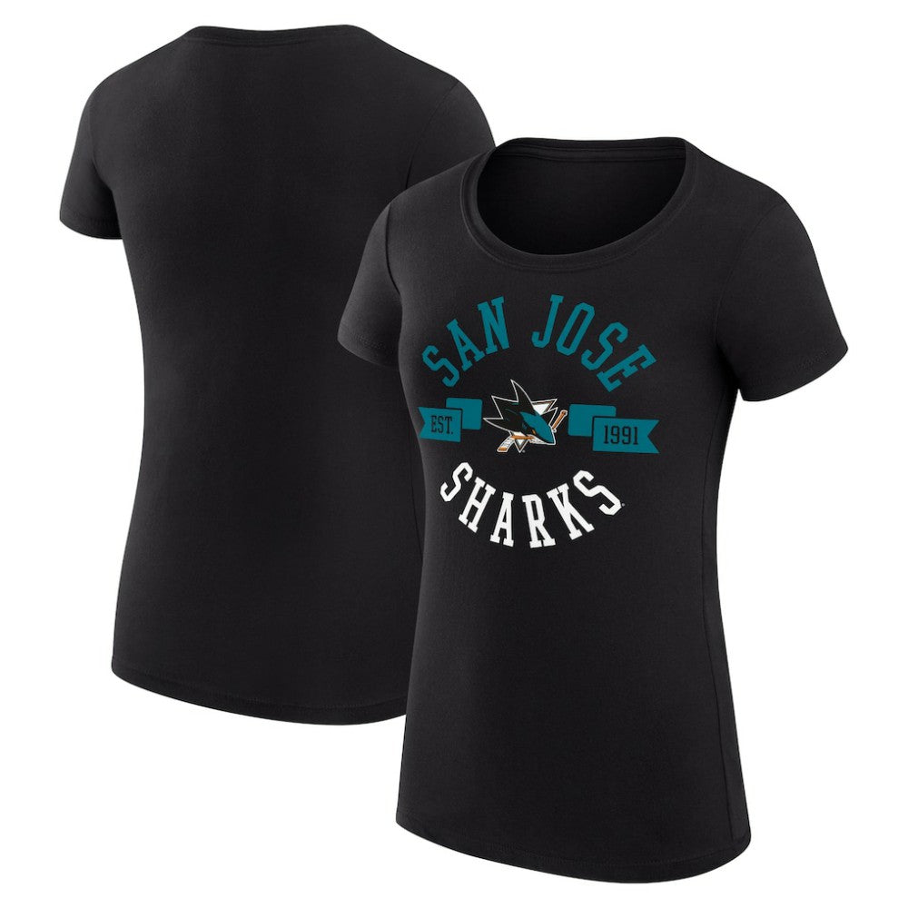 San Jose Sharks G-III 4Her by Carl Banks Women's Super-Slim Fit Lightweight City Graphic Sport Crewneck T-Shirt - Black - NHL 200593032