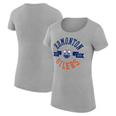 Edmonton Oilers G-III 4Her by Carl Banks Women's Super-Slim Fit Lightweight City Graphic Sport Crewneck T-Shirt - Heather Gray - NHL 200593055