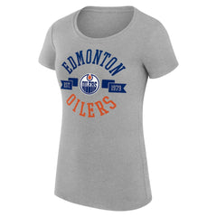 Edmonton Oilers G-III 4Her by Carl Banks Women's Super-Slim Fit Lightweight City Graphic Sport Crewneck T-Shirt - Heather Gray - NHL 200593055