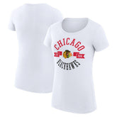 Chicago Blackhawks G-III 4Her by Carl Banks Women's Super-Slim Fit Lightweight City Graphic Sport Crewneck T-Shirt - White - NHL 200593072