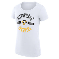 Pittsburgh Penguins G-III 4Her by Carl Banks Women's Super-Slim Fit Lightweight City Graphic Sport Crewneck T-Shirt - White - NHL 200593099