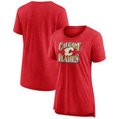 Calgary Flames Women's Crash the Net Tri-Blend T-Shirt - Red - NHL 200593113