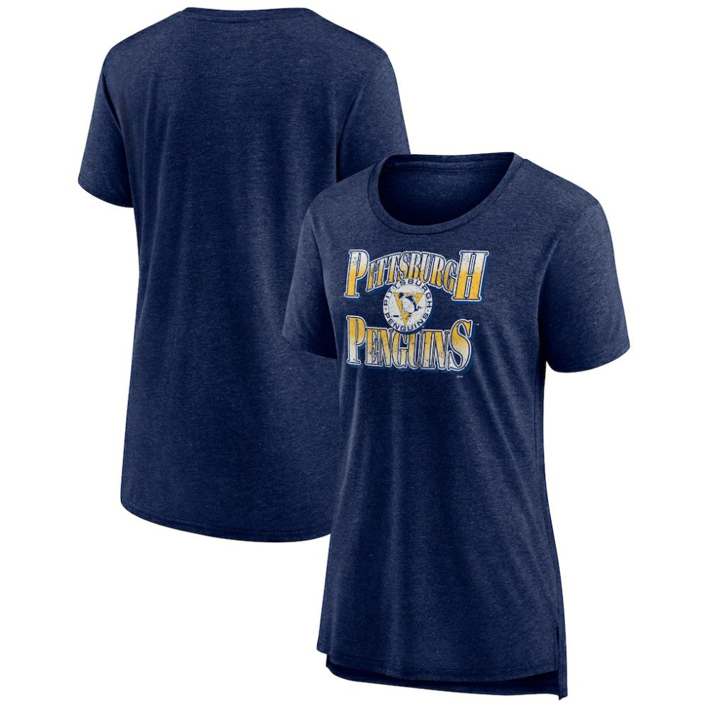 Pittsburgh Penguins Women's Crash the Net Tri-Blend T-Shirt - Navy - NHL 200593130