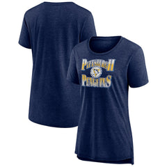 Pittsburgh Penguins Women's Crash the Net Tri-Blend T-Shirt - Navy - NHL 200593130