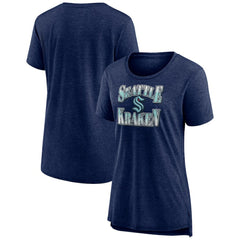 Seattle Kraken Women's Crash the Net Tri-Blend T-Shirt - Deep Sea Blue - NHL 200593133