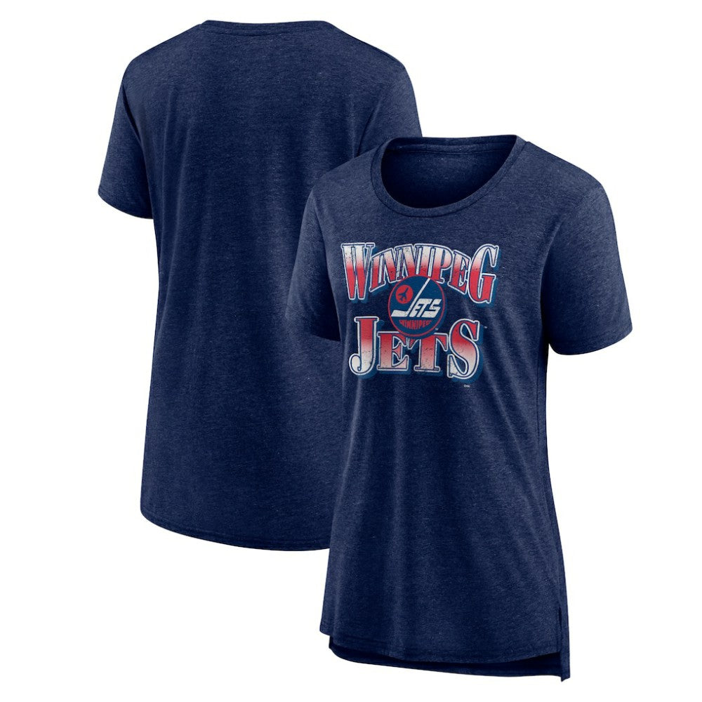 Winnipeg Jets Women's Crash the Net Tri-Blend T-Shirt - Navy - NHL 200593140