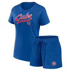 Chicago Cubs Fanatics Women's Start to Finish T-Shirt & Shorts Combo Pack - Royal - Fanatics Discount