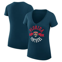 Florida Panthers G-III 4Her by Carl Banks Women's Super-Slim Fit Lightweight City Graphic V-Neck T-Shirt - Navy - NHL 200593334