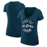 Tampa Bay Lightning G-III 4Her by Carl Banks Women's Super-Slim Fit Lightweight City Graphic V-Neck T-Shirt - Navy - NHL 200593338