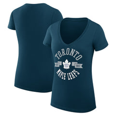 Toronto Maple Leafs G-III 4Her by Carl Banks Women's Super-Slim Fit Lightweight City Graphic V-Neck T-Shirt - Navy - NHL 200593339