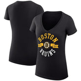 Boston Bruins G-III 4Her by Carl Banks Women's Super-Slim Fit Lightweight City Graphic V-Neck T-Shirt - Black - NHL 200593349