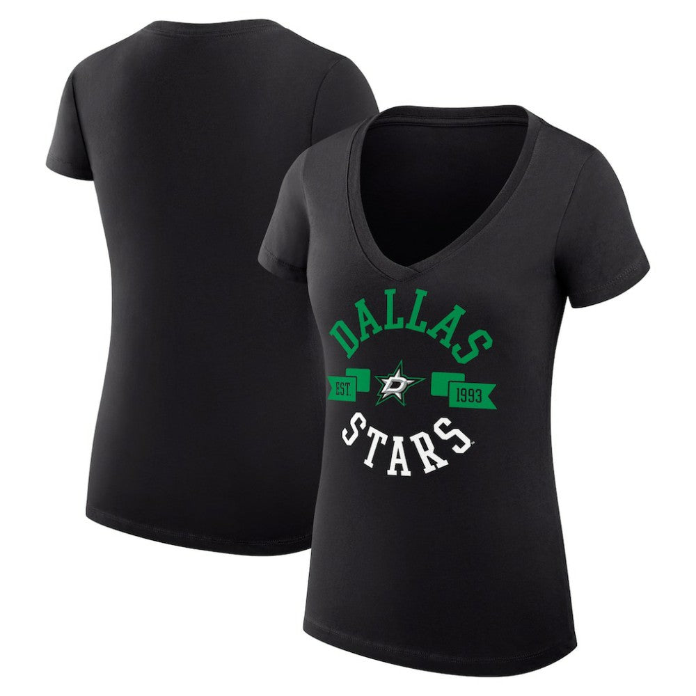 Dallas Stars G-III 4Her by Carl Banks Women's Super-Slim Fit Lightweight City Graphic V-Neck T-Shirt - Black - NHL 200593353