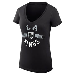 Los Angeles Kings G-III 4Her by Carl Banks Women's Super-Slim Fit Lightweight City Graphic V-Neck T-Shirt - Black - NHL 200593355