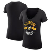 Pittsburgh Penguins G-III 4Her by Carl Banks Women's Super-Slim Fit Lightweight City Graphic V-Neck T-Shirt - Black - NHL 200593361