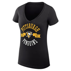 Pittsburgh Penguins G-III 4Her by Carl Banks Women's Super-Slim Fit Lightweight City Graphic V-Neck T-Shirt - Black - NHL 200593361