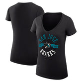 San Jose Sharks G-III 4Her by Carl Banks Women's Super-Slim Fit Lightweight City Graphic V-Neck T-Shirt - Black - NHL 200593362