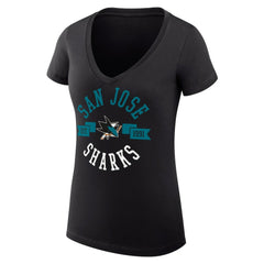 San Jose Sharks G-III 4Her by Carl Banks Women's Super-Slim Fit Lightweight City Graphic V-Neck T-Shirt - Black - NHL 200593362