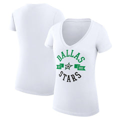 Dallas Stars G-III 4Her by Carl Banks Women's Super-Slim Fit Lightweight City Graphic V-Neck T-Shirt - White - NHL 200593384