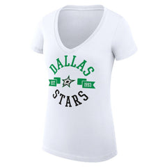 Dallas Stars G-III 4Her by Carl Banks Women's Super-Slim Fit Lightweight City Graphic V-Neck T-Shirt - White - NHL 200593384