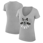 Los Angeles Kings G-III 4Her by Carl Banks Women's Super-Slim Fit Lightweight City Graphic V-Neck T-Shirt - Heather Gray - NHL 200593387