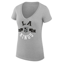 Los Angeles Kings G-III 4Her by Carl Banks Women's Super-Slim Fit Lightweight City Graphic V-Neck T-Shirt - Heather Gray - NHL 200593387