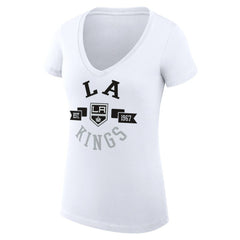 Los Angeles Kings G-III 4Her by Carl Banks Women's Super-Slim Fit Lightweight City Graphic V-Neck T-Shirt - White - NHL 200593393