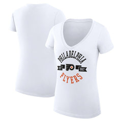 Philadelphia Flyers G-III 4Her by Carl Banks Women's Super-Slim Fit Lightweight City Graphic V-Neck T-Shirt - White - NHL 200593411