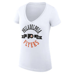 Philadelphia Flyers G-III 4Her by Carl Banks Women's Super-Slim Fit Lightweight City Graphic V-Neck T-Shirt - White - NHL 200593411