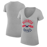 Washington Capitals G-III 4Her by Carl Banks Women's Super-Slim Fit Lightweight City Graphic V-Neck T-Shirt - Heather Gray - NHL 200593422